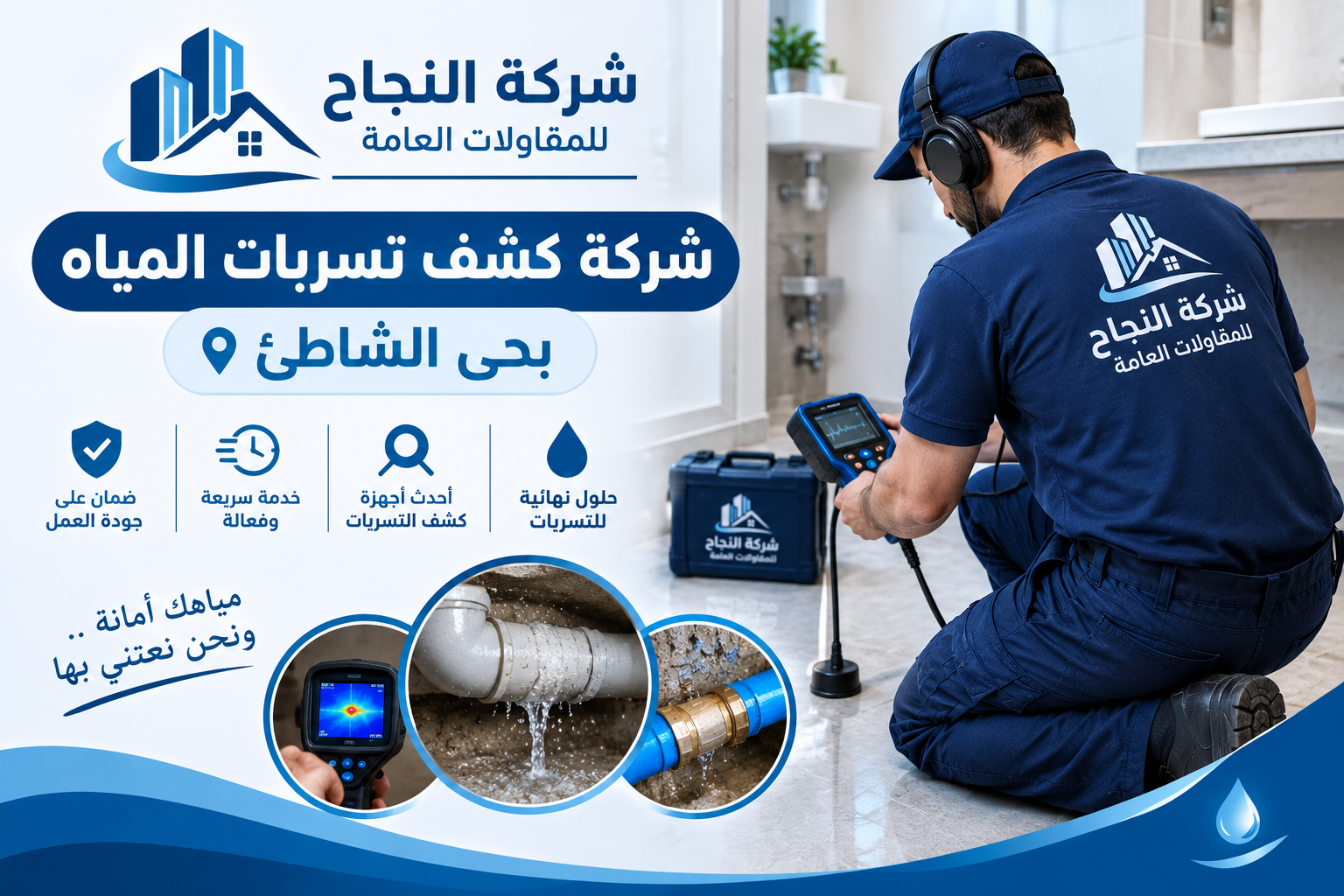 شركة كشف تسربات المياه بحي الشاطئ